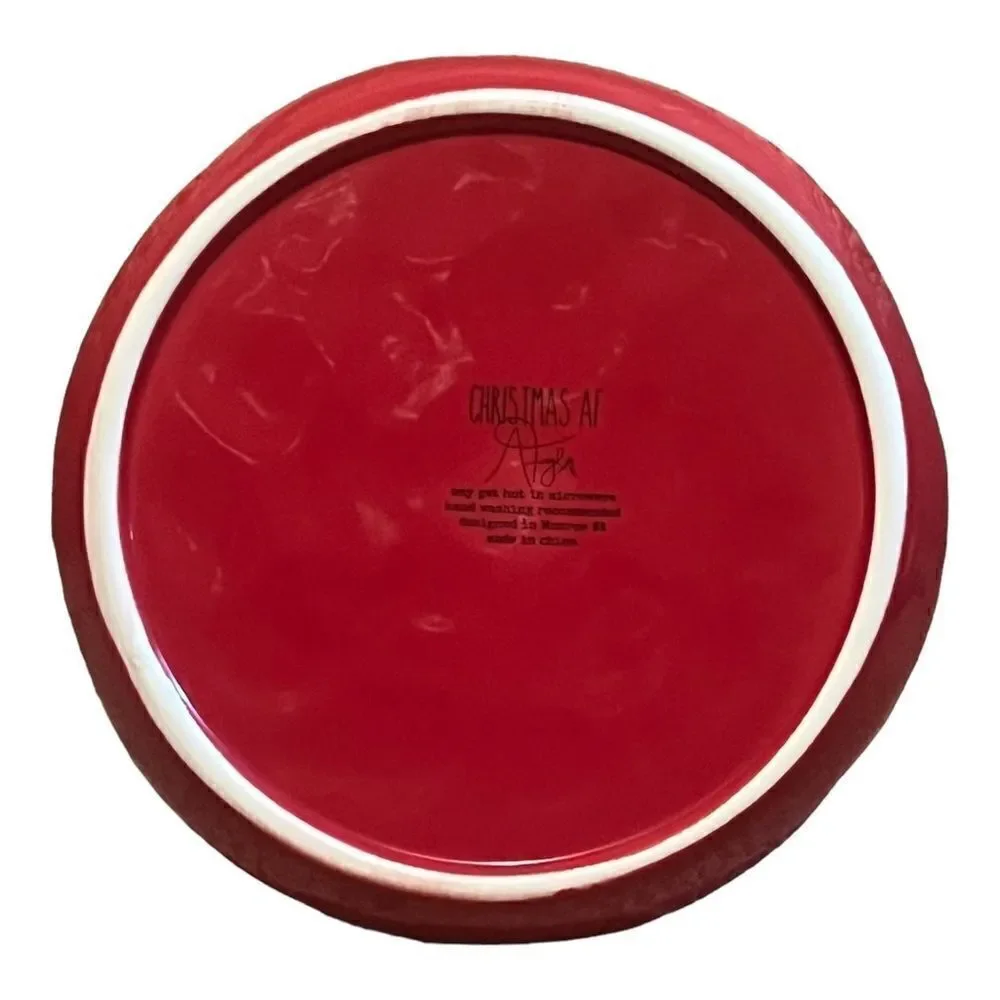Christmas AF Lot of Four Red Holiday Salad Plates Ceramic Jolly Cheer Joy Holly